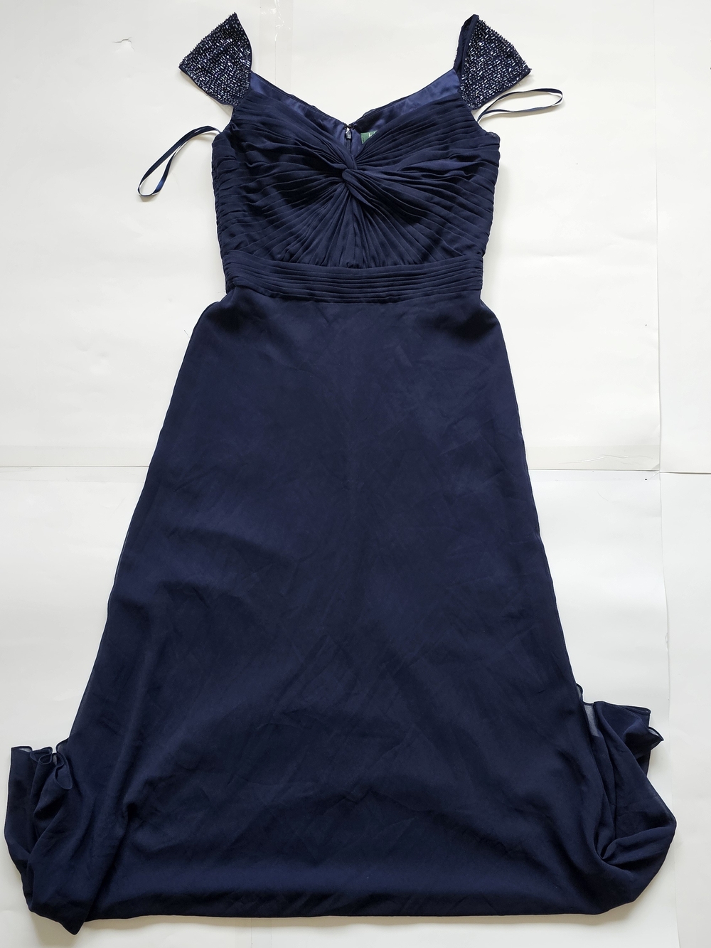 Ralph Lauren Navy Maxi Dress with Beaded Cap Straps